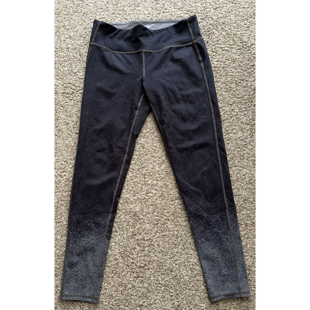 Women's Athletic Black/Gray Ombré Speckled Leggings, Large